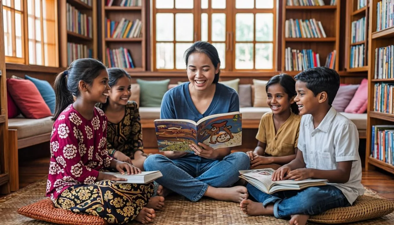 Baca bersama anak di taman baca komunitas