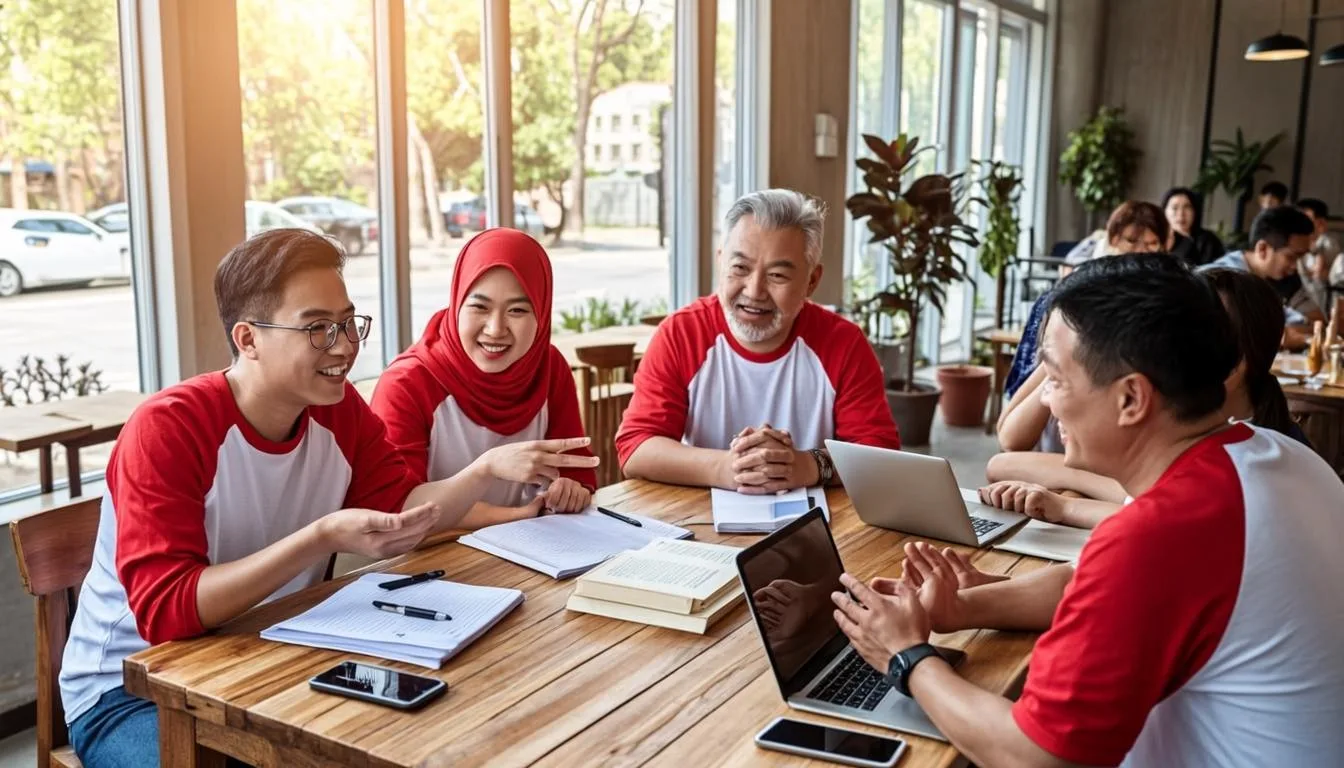 Relawan berdiskusi dalam pertemuan komunitas